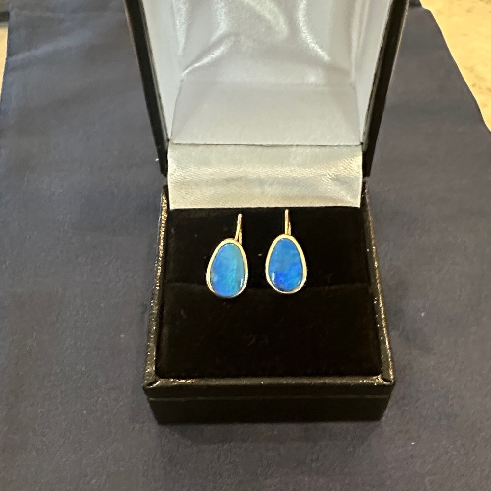 GORGEOUS 3.2 Carat Australian Opal 14k Earrings